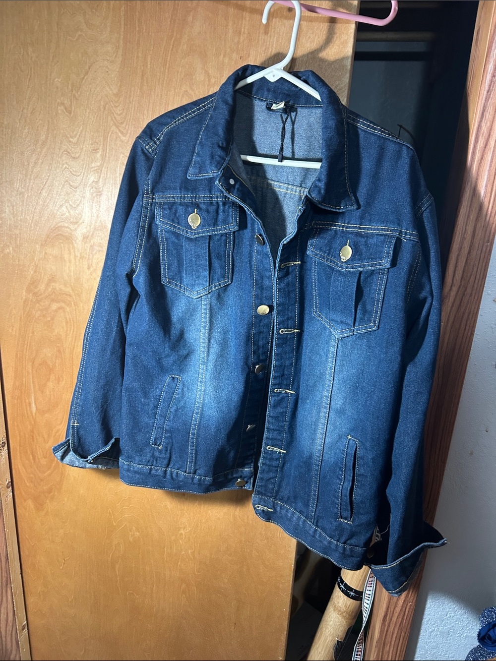 Medium Blue Denim Jacket with Branded Tag